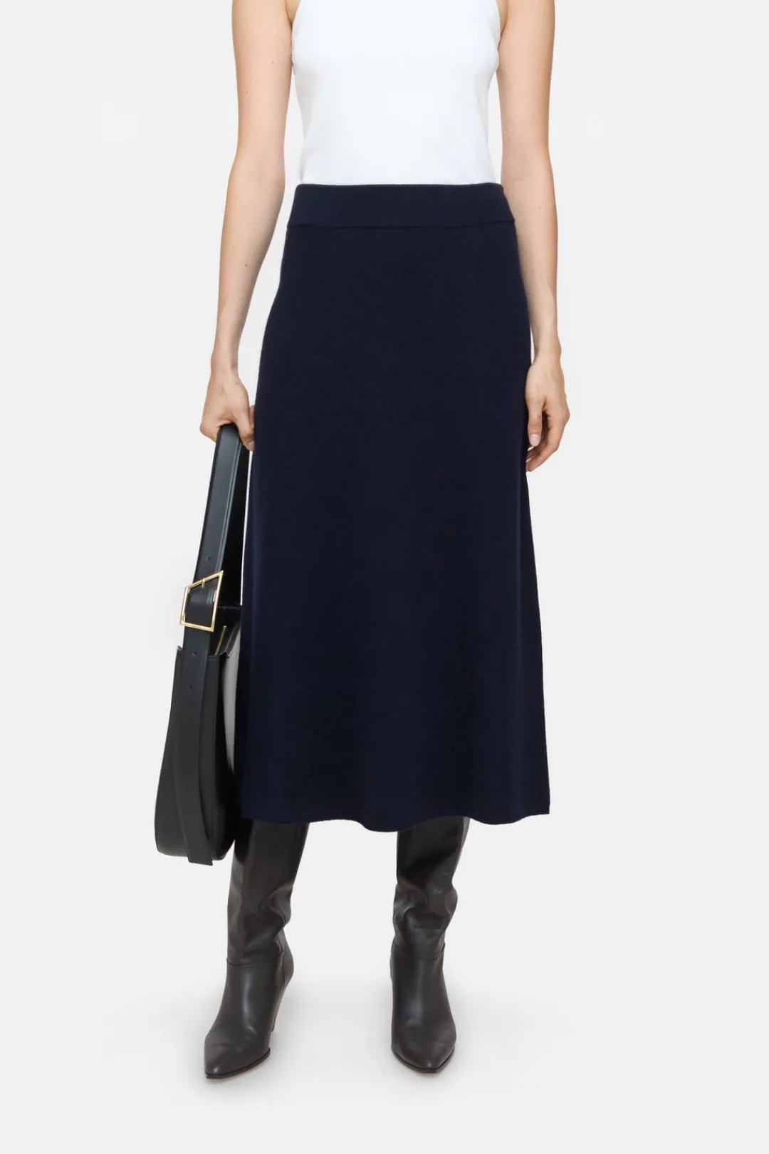Closed A-line knitted skirt Dark night Online