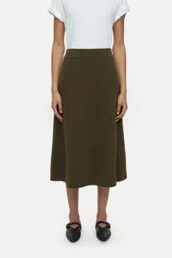 Closed A-line knitted skirt Ver green Hot