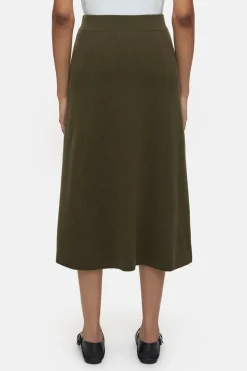 Closed A-line knitted skirt Ver green Hot