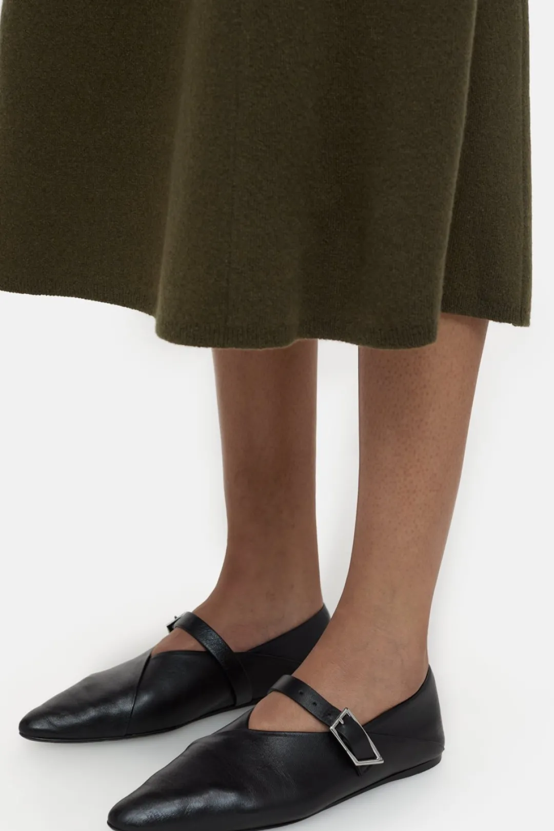 Closed A-line knitted skirt Ver green Hot