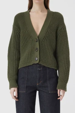 Closed Alpaca-Mix Cardigan industrial green