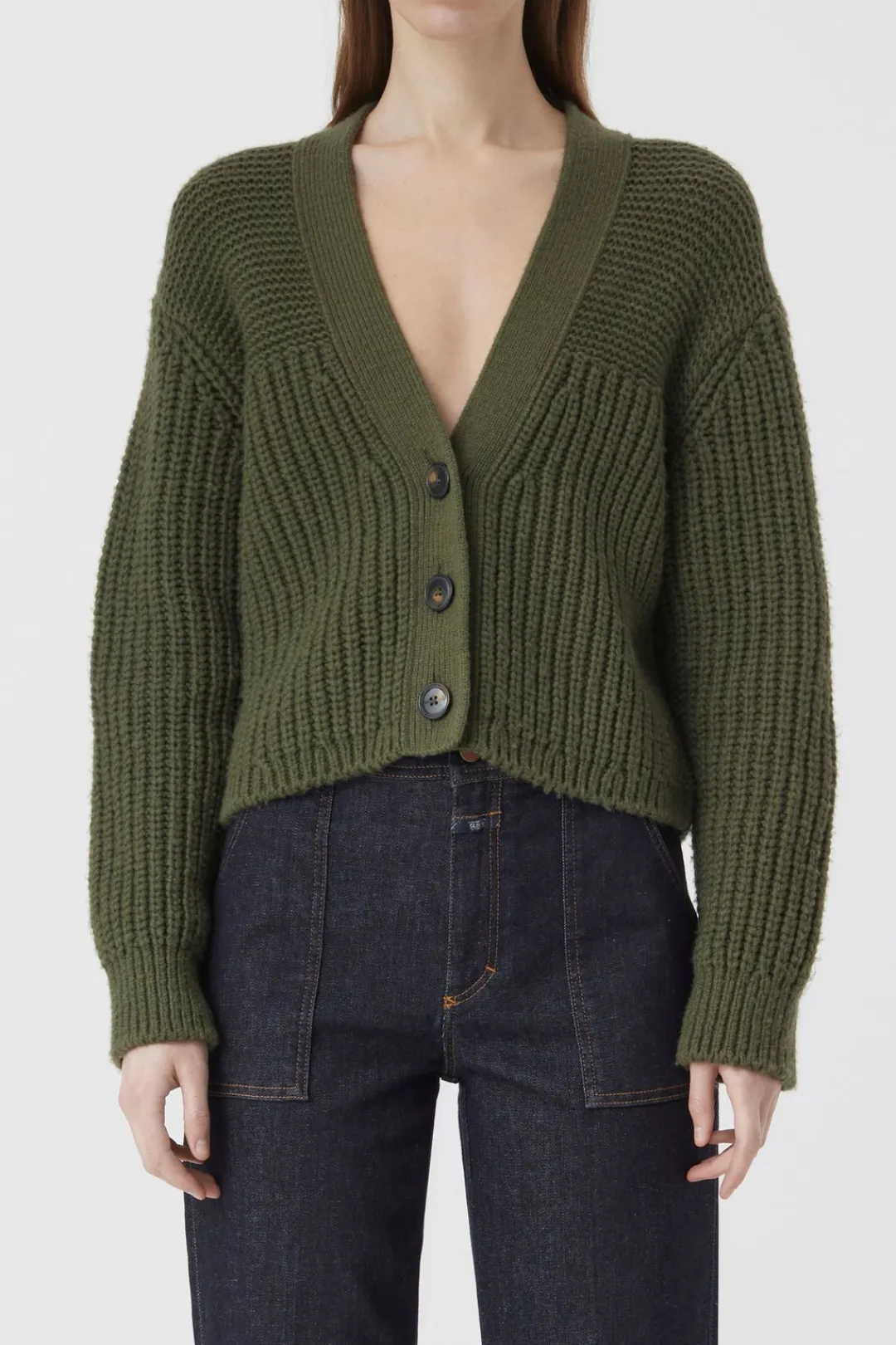 Closed Alpaca-Mix Cardigan industrial green