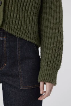 Closed Alpaca-Mix Cardigan industrial green