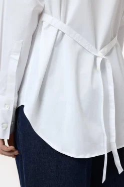 Closed Blouse with belt White Online