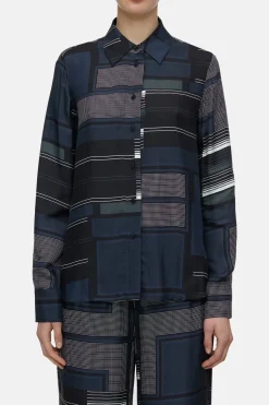 Closed Blouse with print Smokey blue