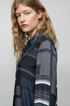 Closed Blouse with print Smokey blue