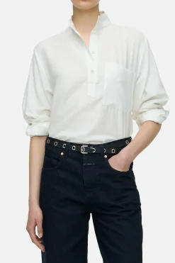 Closed Blouse with stand-up collar Ivory