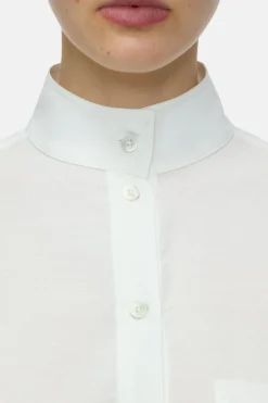 Closed Blouse with stand-up collar Ivory