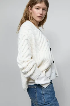 Closed Cable knit cardigan Ivory Outlet