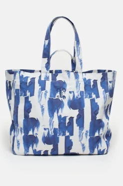 Closed Canvas tote bag Lake blue New