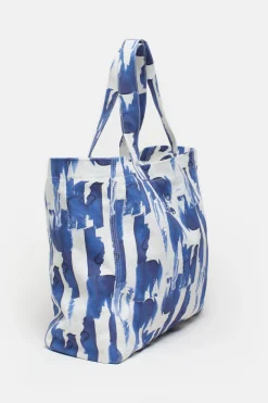 Closed Canvas tote bag Lake blue New