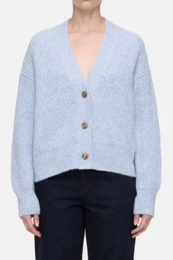 Closed Cardigan made from alpaca mix Lazio blue