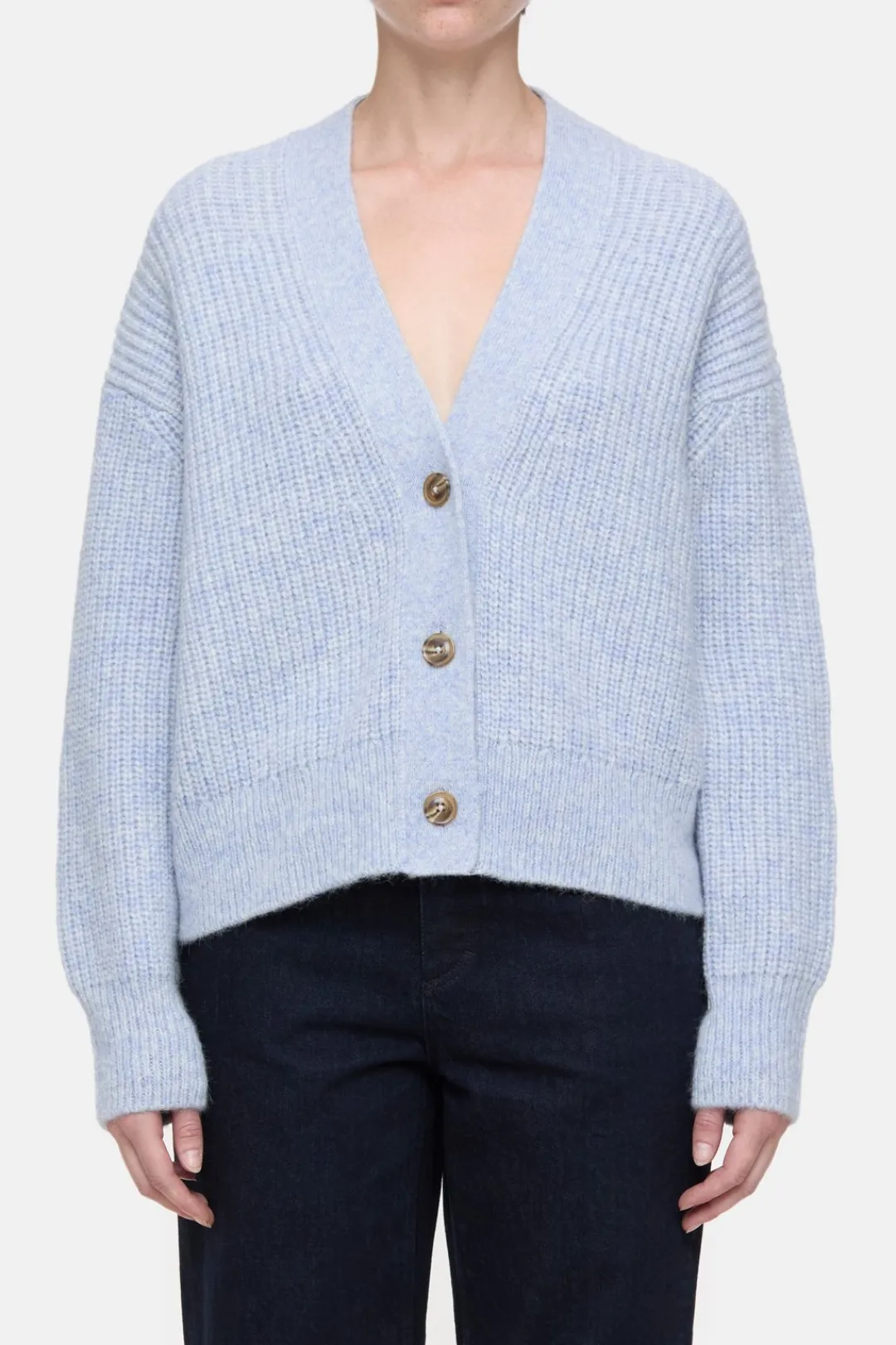 Closed Cardigan made from alpaca mix Lazio blue