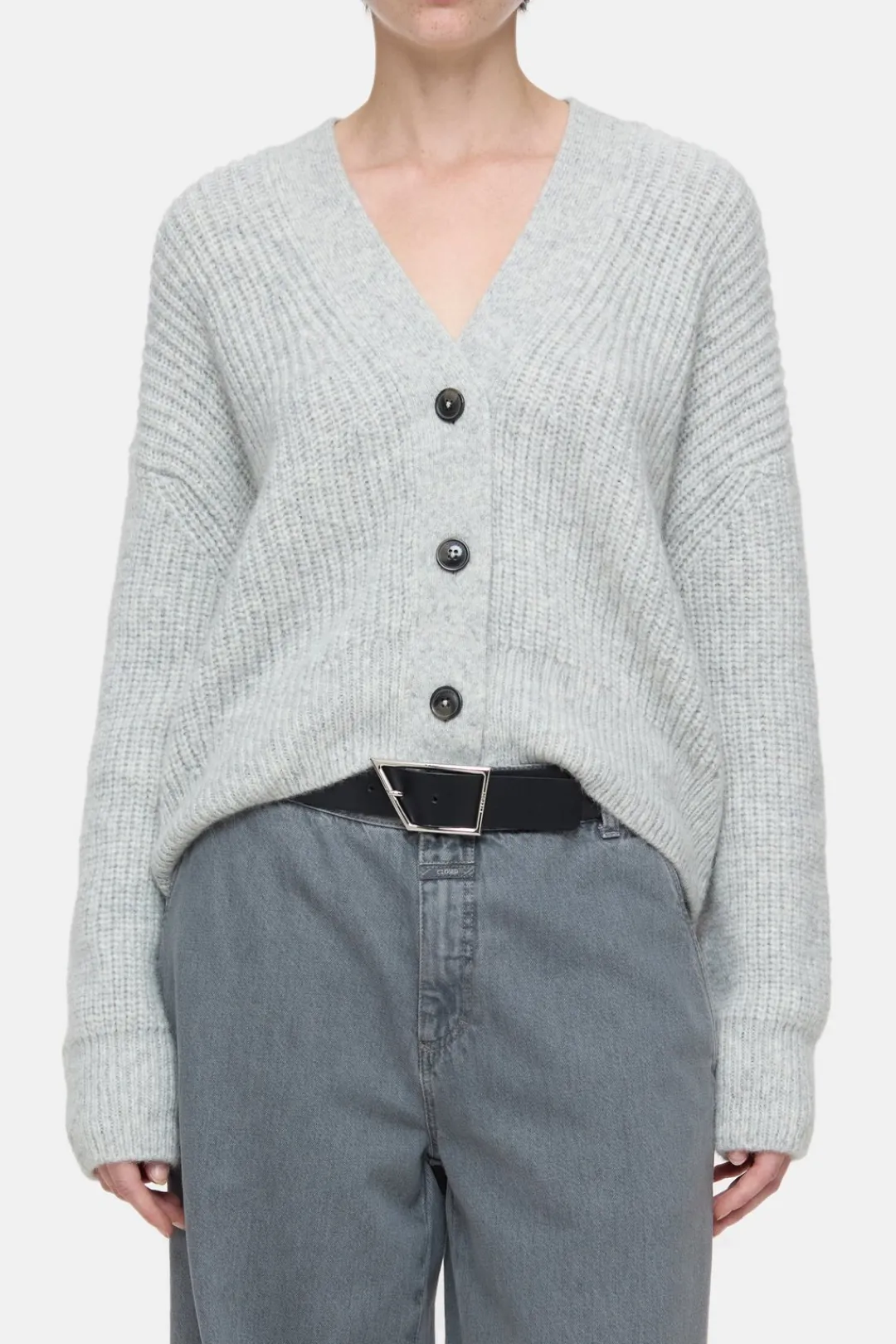 Closed Cardigan made from alpaca mix Light grey melange Outlet