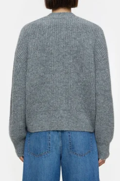 Closed Cardigan made from alpaca and wool mix Grey heather melange Online