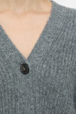 Closed Cardigan made from alpaca and wool mix Grey heather melange Online