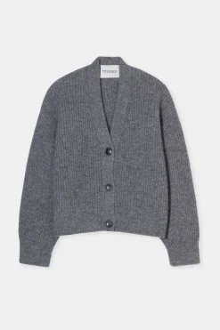 Closed Cardigan made from alpaca and wool mix Grey heather melange Online