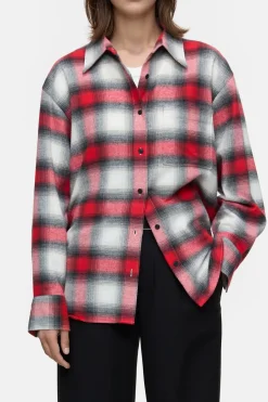Closed Chequered shirt blouse Hibiscus red Sale