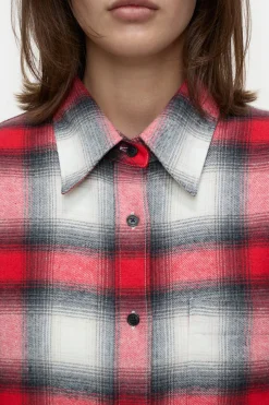 Closed Chequered shirt blouse Hibiscus red Sale