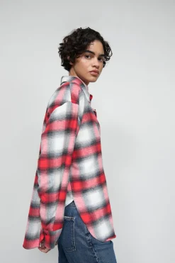 Closed Chequered shirt blouse Hibiscus red Sale