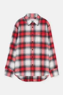 Closed Chequered shirt blouse Hibiscus red Sale
