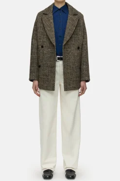 Closed Chequered short coat Biscotti brown Clearance