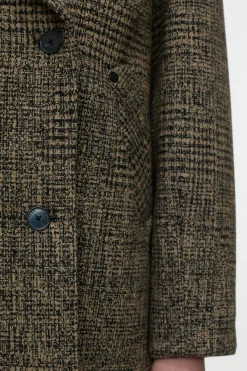 Closed Chequered short coat Biscotti brown Clearance