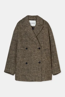 Closed Chequered short coat Biscotti brown Clearance