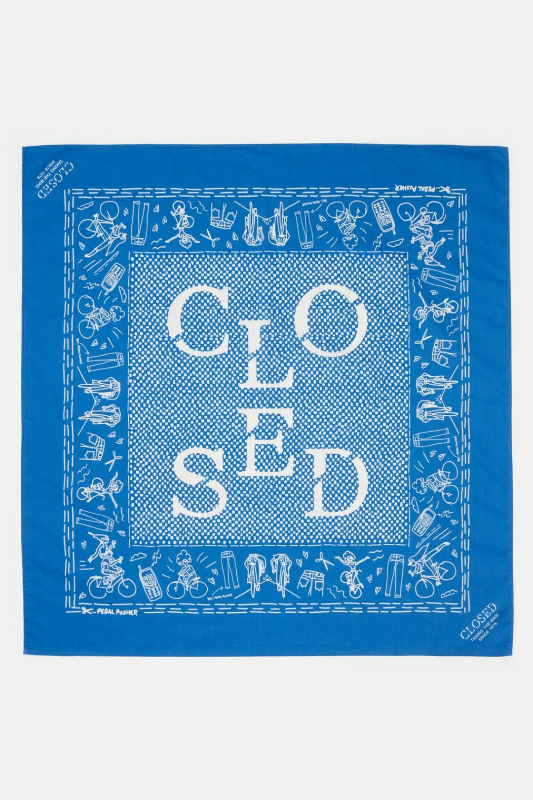 Closed Cotton bandana scarf Lake blue Best