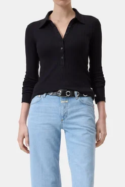 Closed Cotton blend polo shirt Black