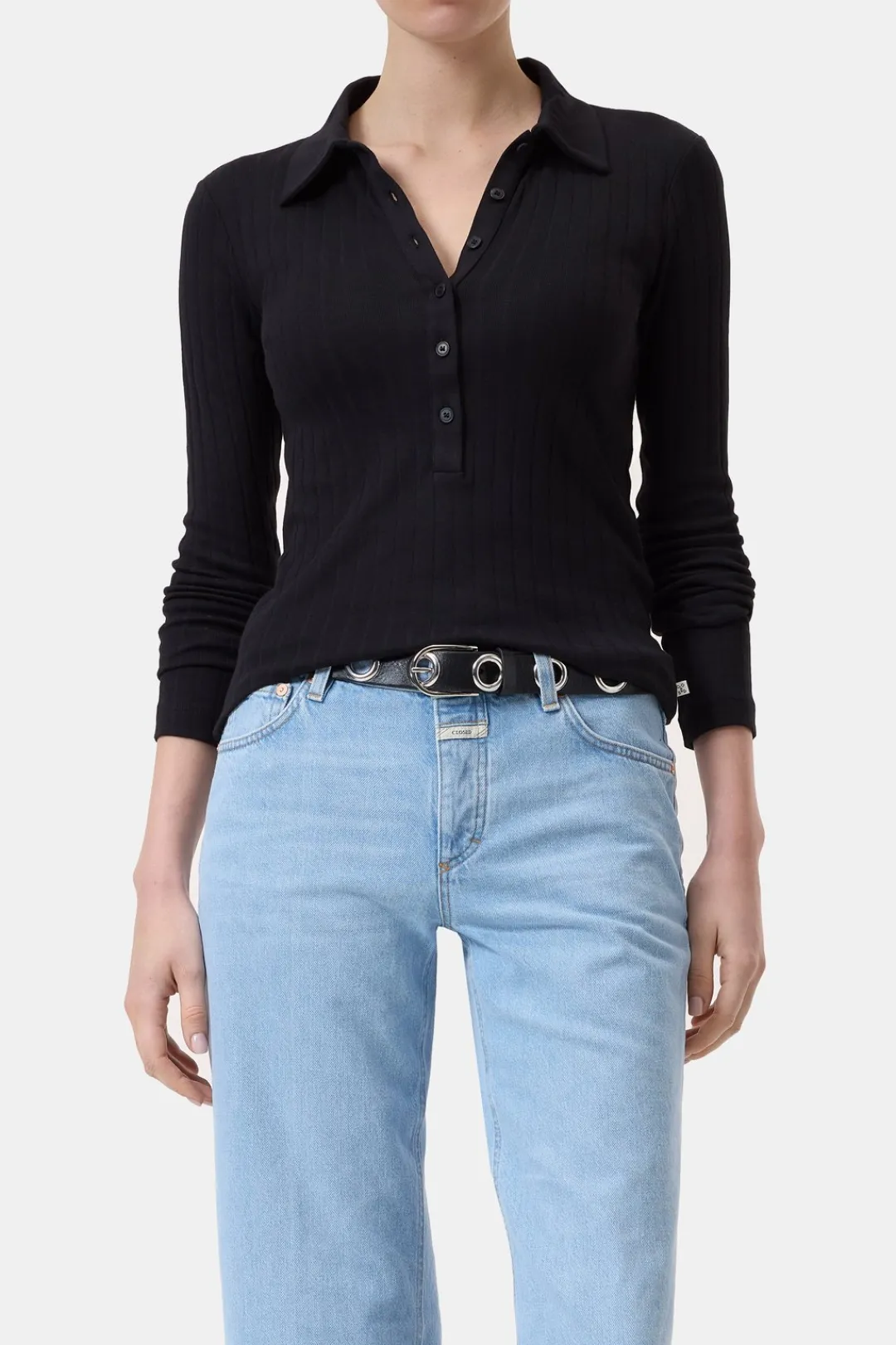 Closed Cotton blend polo shirt Black