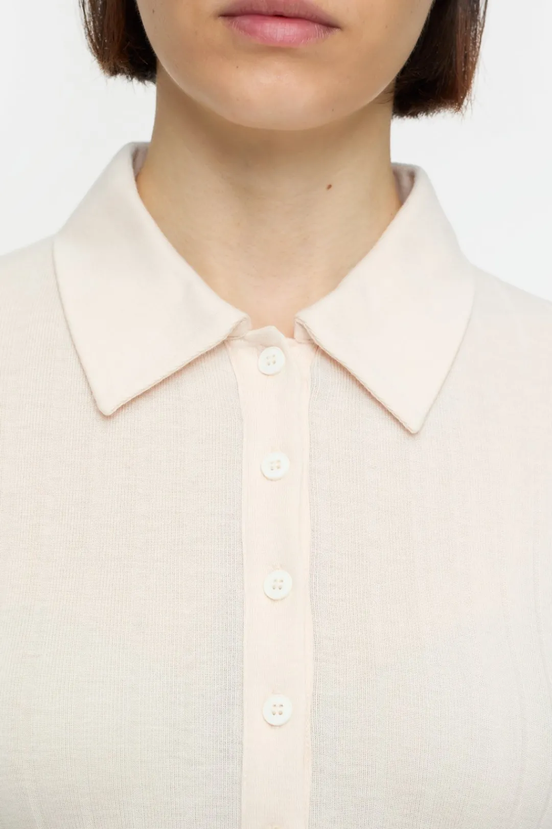 Closed Cotton blend polo shirt Dusty rose Discount