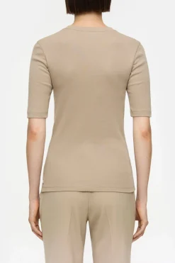 Closed Cotton blend T-shirt Dark chino beige Clearance