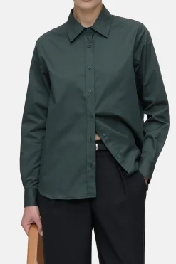 Closed Cotton poplin blouse Pini green Best
