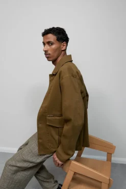 Closed Cotton twill overshirt Golden moss Best