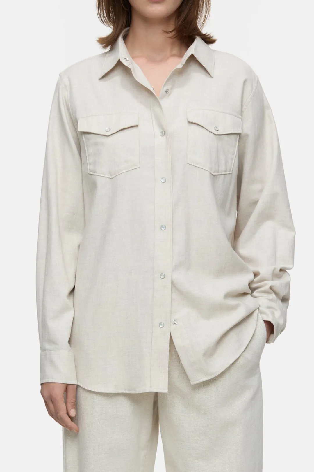 Closed Cotton twill shirt blouse Pearl beige Hot