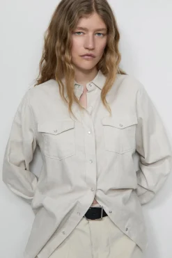 Closed Cotton twill shirt blouse Pearl beige Hot