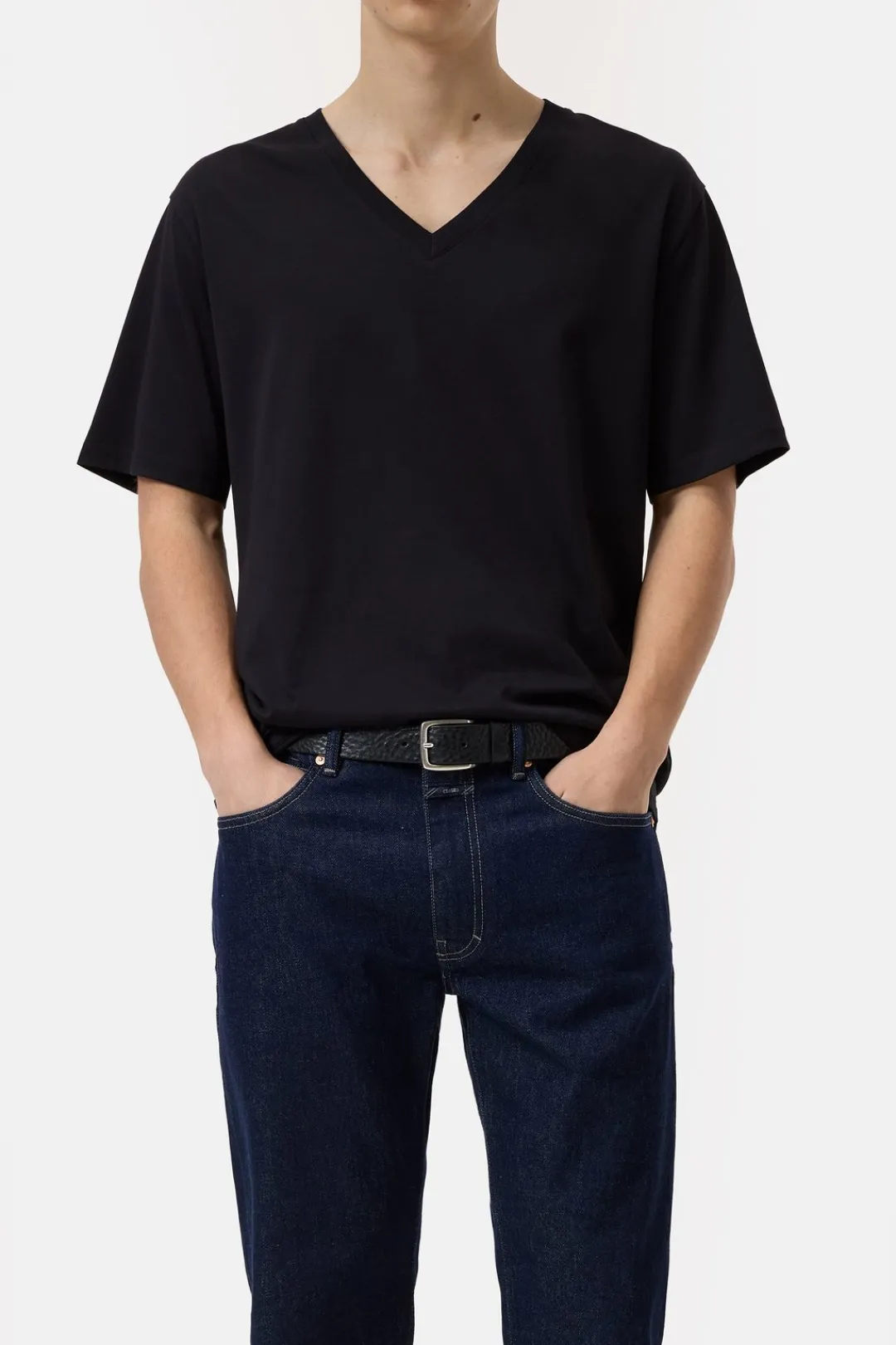 Closed Cotton V-neck T-shirt Black Sale