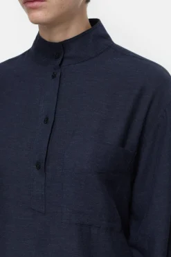 Closed Cotton-cashmere blend blouse Smokey blue Clearance