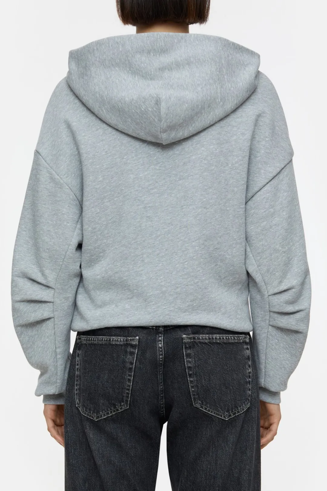 Closed Cropped Hoodie Light grey melange Outlet