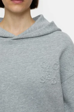 Closed Cropped Hoodie Light grey melange Outlet
