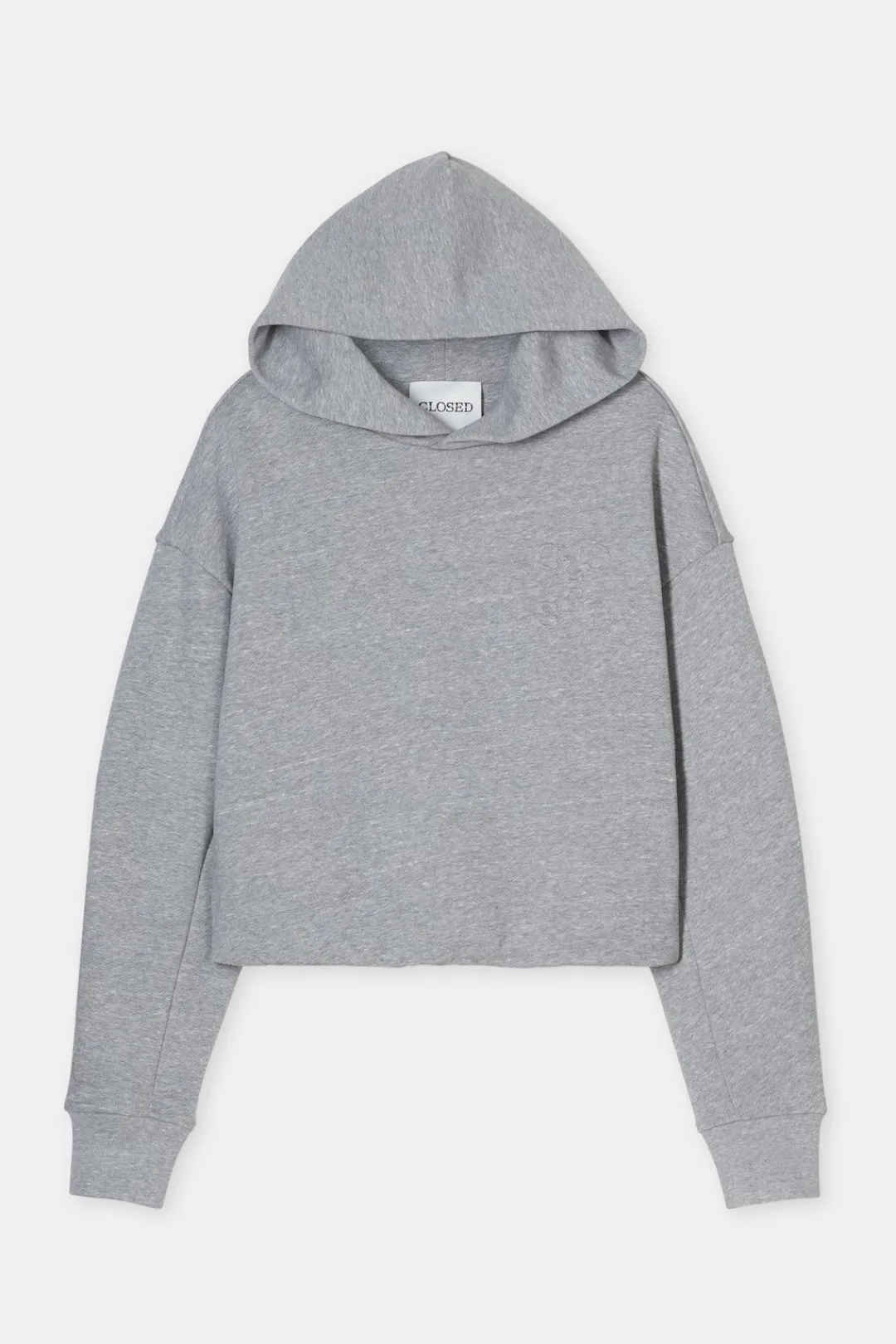 Closed Cropped Hoodie Light grey melange Outlet