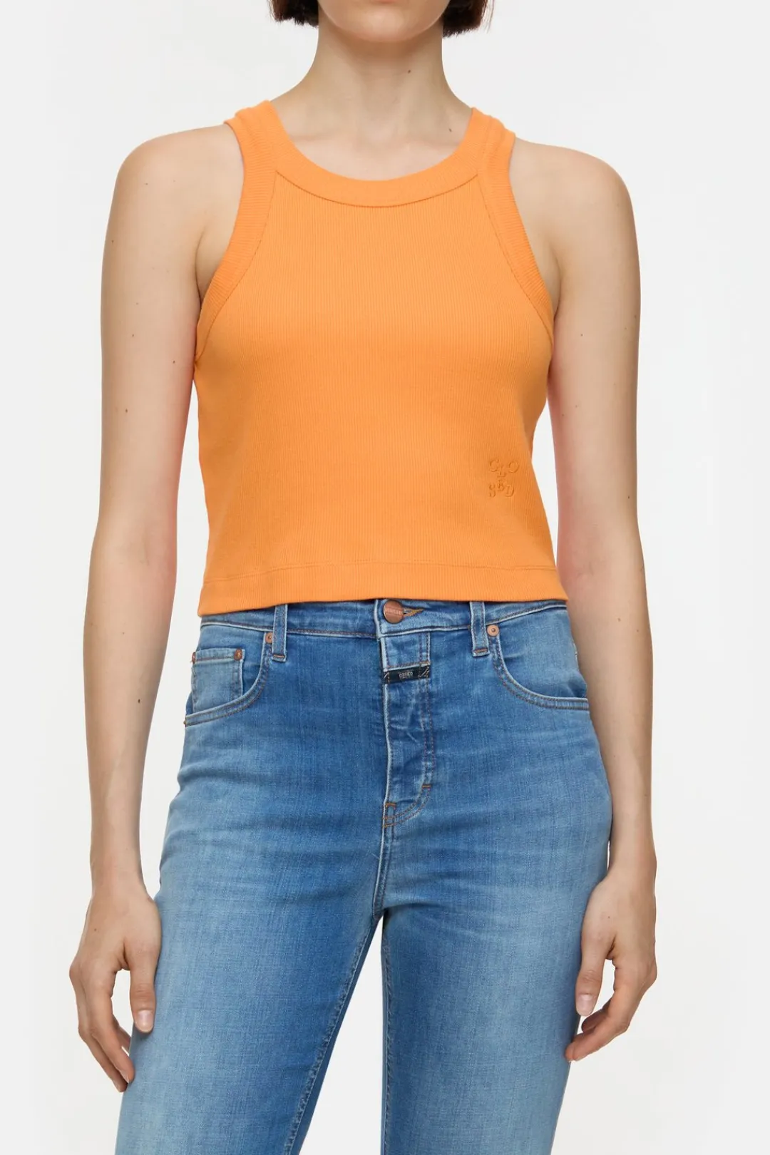 Closed Cropped Racer Top Pumpkin orange Sale
