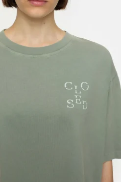 Closed Cropped T-Shirt Faded green Sale
