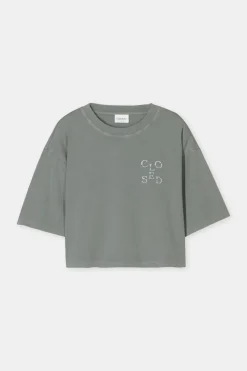 Closed Cropped T-Shirt Faded green Sale