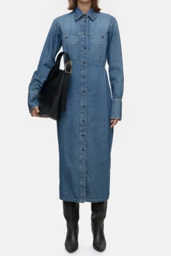 Closed Denim Long Dress Mid blue Hot