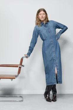 Closed Denim Long Dress Mid blue Hot
