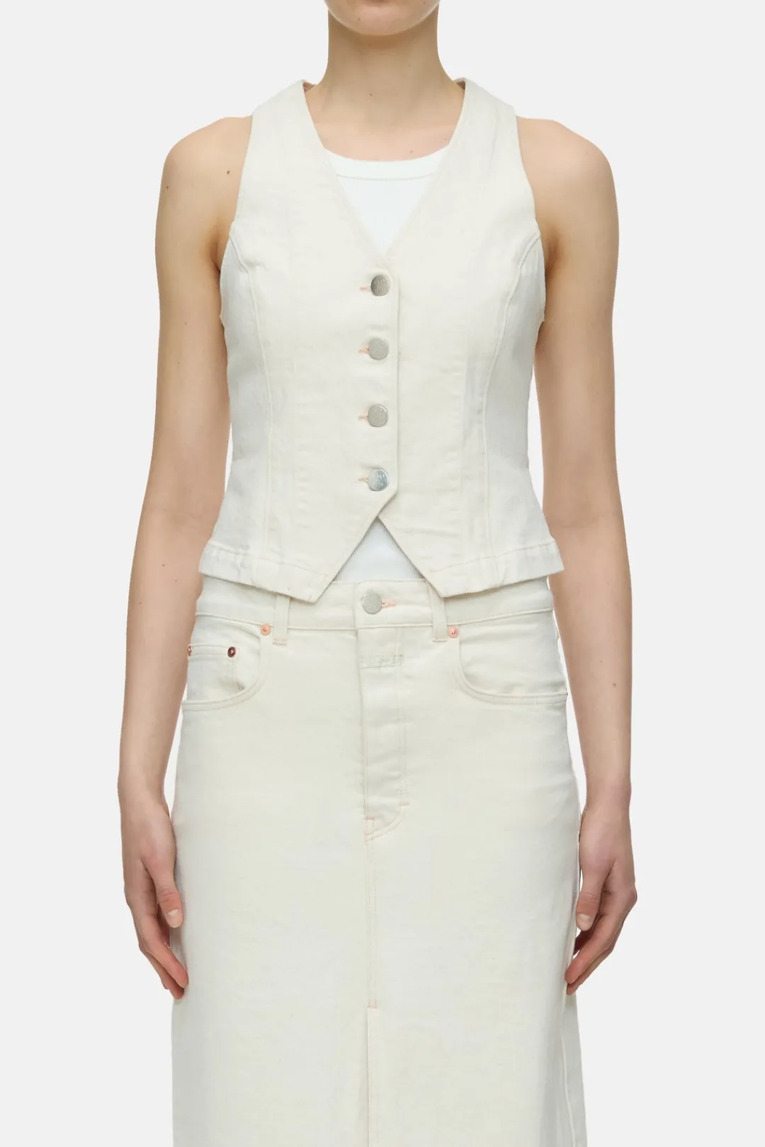 Closed Denim vest Ivory Sale