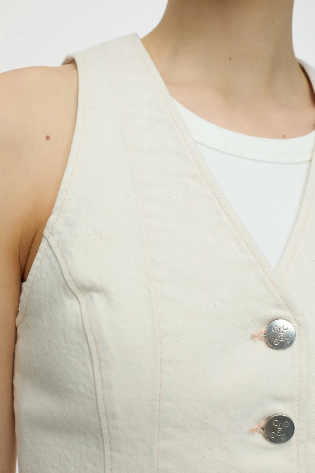 Closed Denim vest Ivory Sale