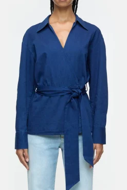 Closed Denim wrap blouse Dark blue Discount